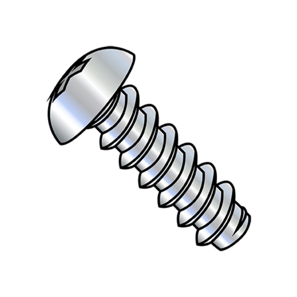 Self-Drilling Screw, #6-20 x 1/2 in, Zinc Plated Steel Round Head Phillips Drive, 10000 PK