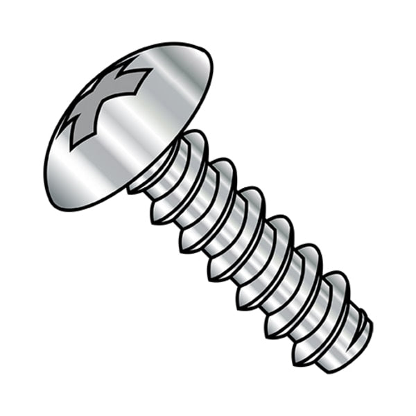 Self-Drilling Screw, #8-18 x 3/8 in, Plain 18-8 Stainless Steel Truss Head Phillips Drive, 5000 PK