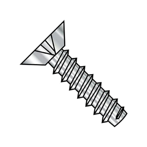 Self-Drilling Screw, #6-20 x 3/8 in, Plain 18-8 Stainless Steel Flat Head Phillips Drive, 5000 PK