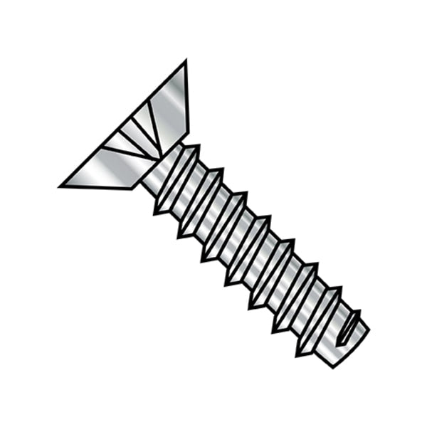 Self-Drilling Screw, #8-18 x 3/8 in, Plain 18-8 Stainless Steel Flat Head Phillips Drive, 5000 PK