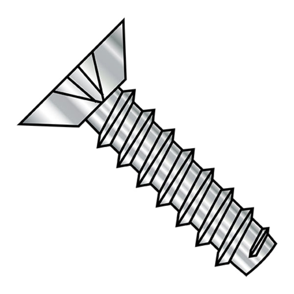 Self-Drilling Screw, #4-24 x 3/16 in, Plain 18-8 Stainless Steel Flat Head Phillips Drive, 5000 PK