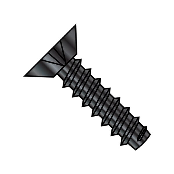 Sheet Metal Screw, #6-20 x 1/4 in, Black Oxide Steel Flat Head Phillips Drive, 10000 PK