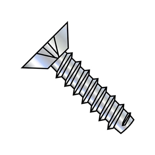 Self-Drilling Screw, #4-24 x 3/8 in, Zinc Plated Steel Flat Head Phillips Drive, 10000 PK