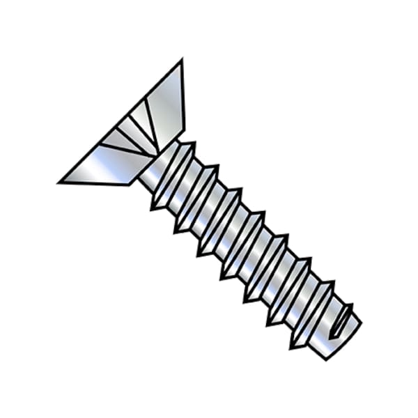 Self-Drilling Screw, #4-24 x 3/16 in, Zinc Plated Steel Flat Head Phillips Drive, 10000 PK