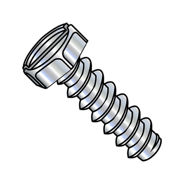 Self-Drilling Screw, #8-18 x 3/8 in, Zinc Plated Steel Hex Head Slotted Drive, 10000 PK