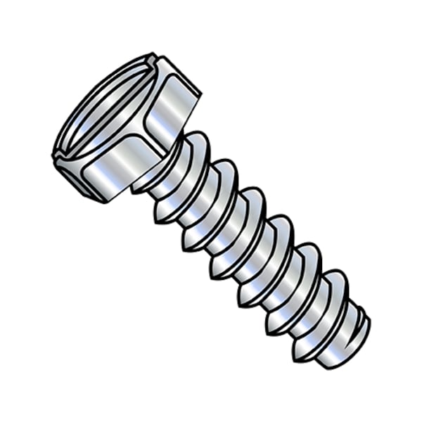 Self-Drilling Screw, #6-20 x 3/8 in, Zinc Plated Steel Hex Head Slotted Drive, 10000 PK
