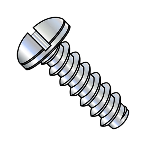 Self-Drilling Screw, #2-32 x 3/8 in, Zinc Plated Steel Pan Head Slotted Drive, 10000 PK
