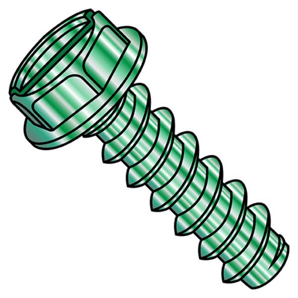 Self-Drilling Screw, #8-18 x 3/8 in, Zinc Plated Steel Hex Head Slotted Drive, 10000 PK