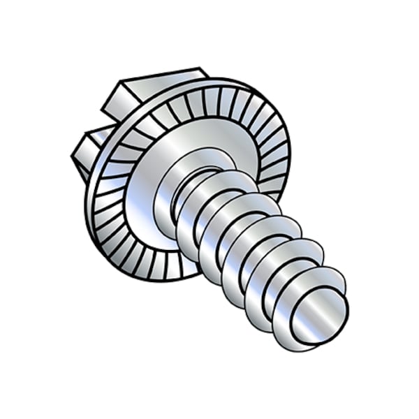 Self-Drilling Screw, #8-18 x 1/2 in, Zinc Plated Steel Hex Head Slotted Drive, 10000 PK