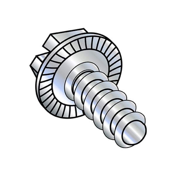 Self-Drilling Screw, #10-16 x 1/2 in, Zinc Plated Steel Hex Head Slotted Drive, 7000 PK