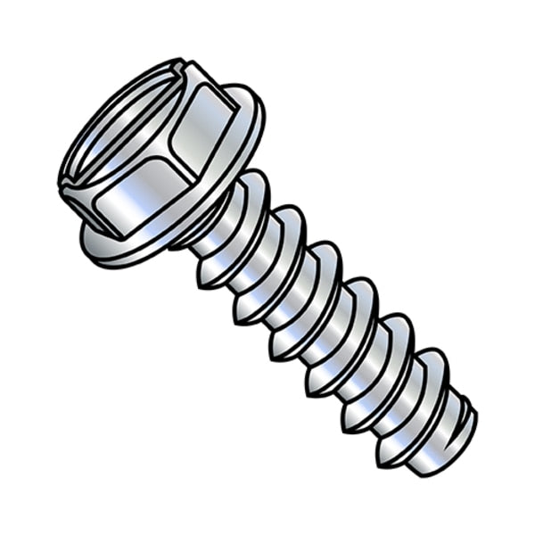 Self-Drilling Screw, #8-18 x 7/8 in, Zinc Plated Steel Hex Head Slotted Drive, 6000 PK