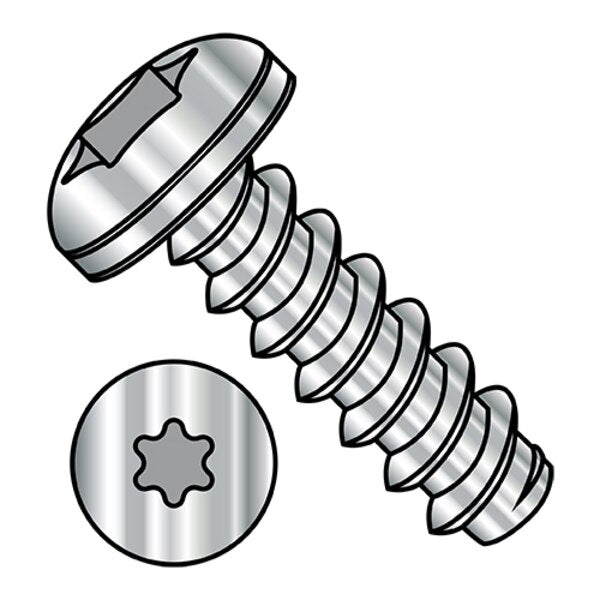 Self-Drilling Screw, #6-20 x 1/2 in, Plain 18-8 Stainless Steel Pan Head Torx Drive, 5000 PK