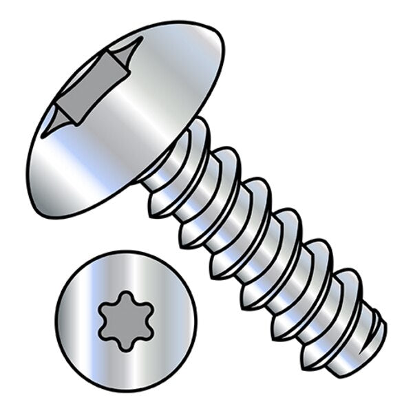 Sheet Metal Screw, #8-18 x 3/8 in, Zinc Plated Steel Truss Head Torx Drive, 10000 PK