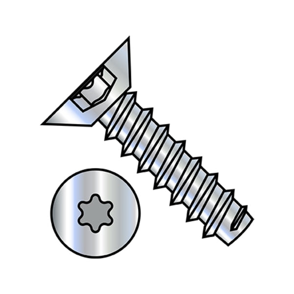 Self-Drilling Screw, #4-24 x 1/4 in, Zinc Plated Steel Flat Head Torx Drive, 10000 PK