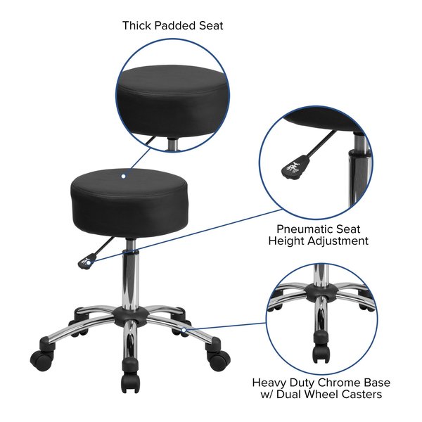 Black Leather Medical Stool