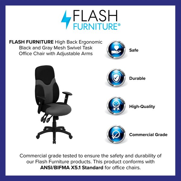 Mesh Task Chair, 22 1/2-, Adjustable Padded
