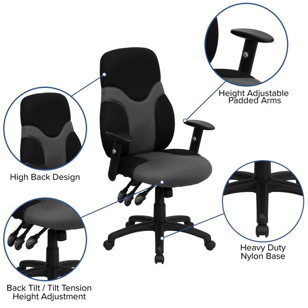 Mesh Task Chair, 22 1/2-, Adjustable Padded