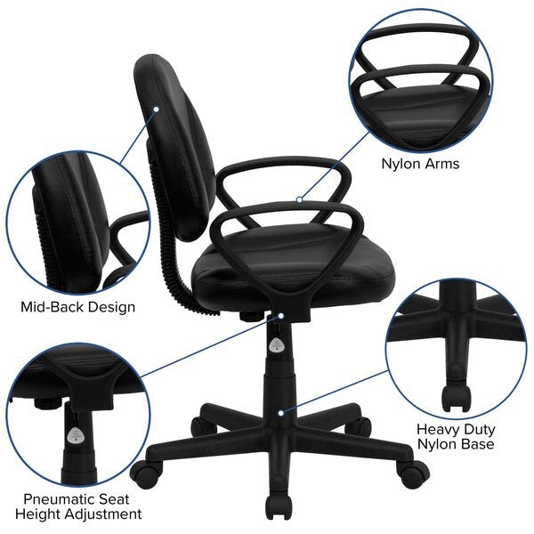 Leather Task Chair, 17-1/2