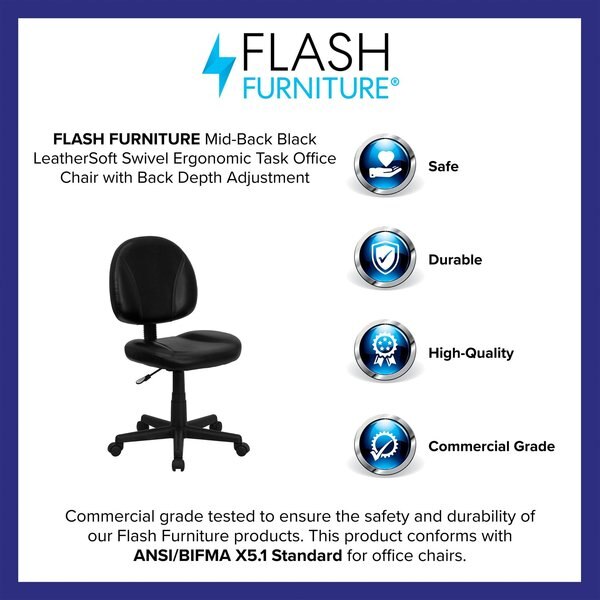 Leather Task Chair, 17-1/2