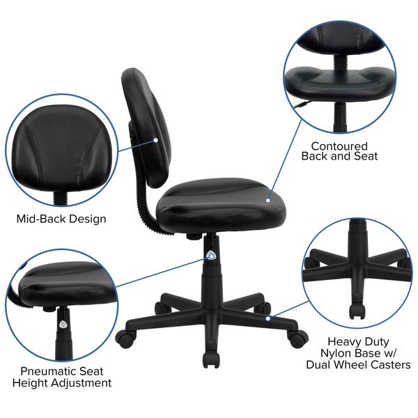 Leather Task Chair, 17-1/2