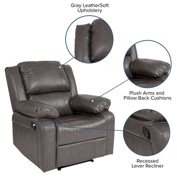 Harmony Series Leather Recliner, Gray