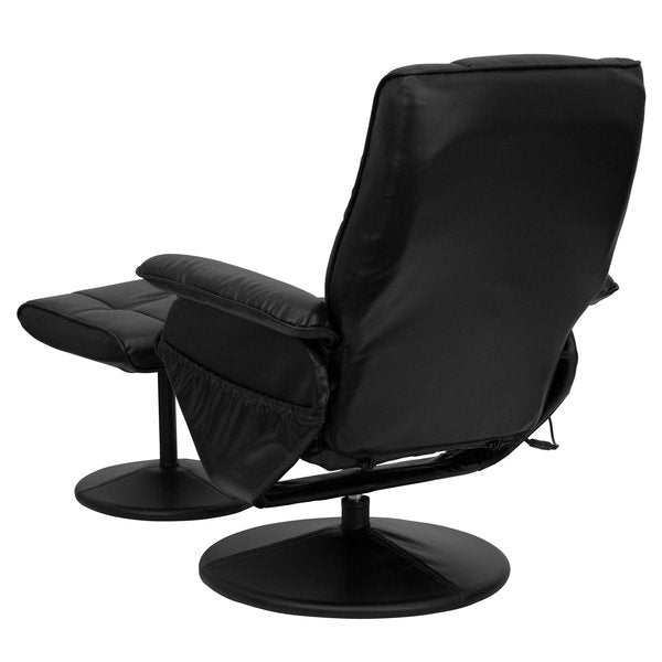 Black LeatherSoft Massaging Recliner and Ottoman