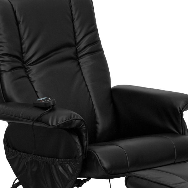 Black LeatherSoft Massaging Recliner and Ottoman