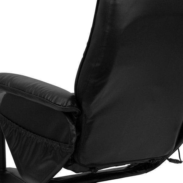 Black LeatherSoft Massaging Recliner and Ottoman