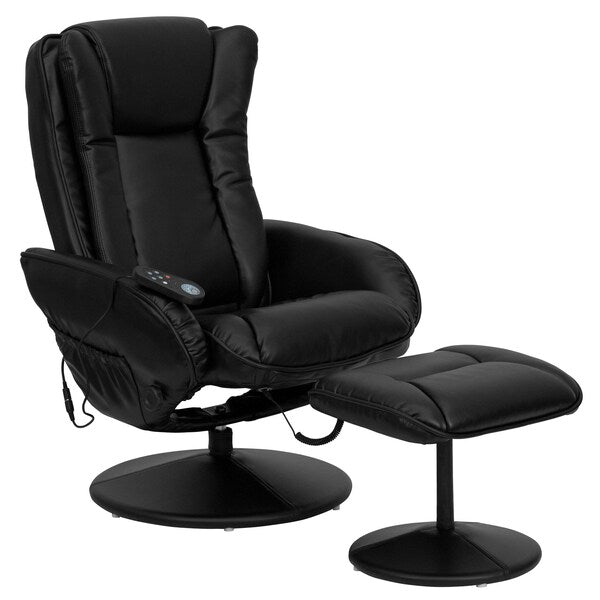 Black LeatherSoft Massaging Recliner w/Side Pocket