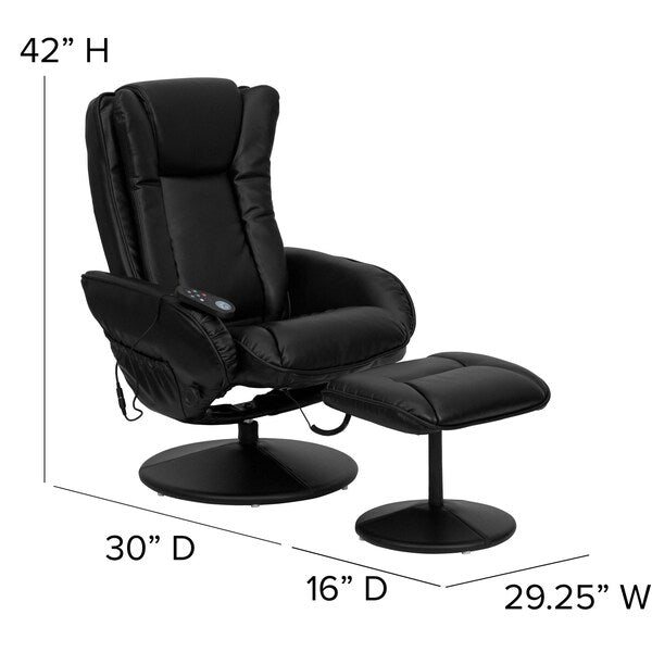 Black LeatherSoft Massaging Recliner w/Side Pocket