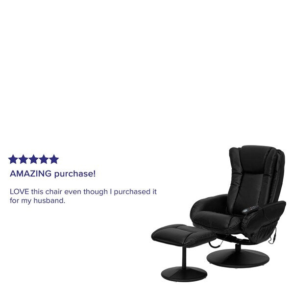 Black LeatherSoft Massaging Recliner w/Side Pocket