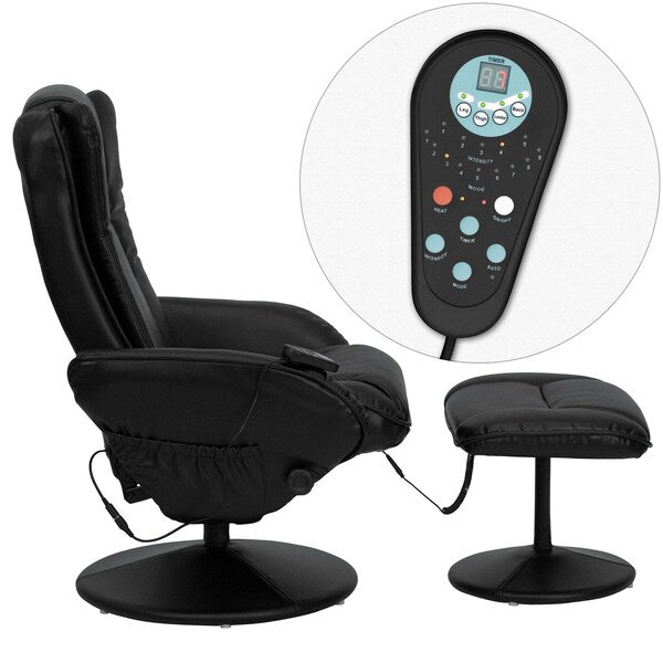 Black LeatherSoft Massaging Recliner w/Side Pocket