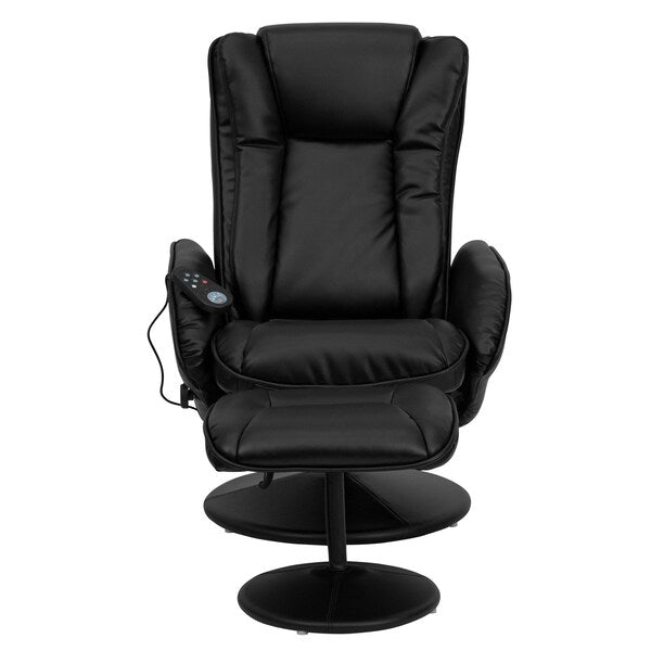 Black LeatherSoft Massaging Recliner w/Side Pocket