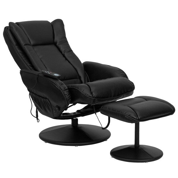 Black LeatherSoft Massaging Recliner w/Side Pocket