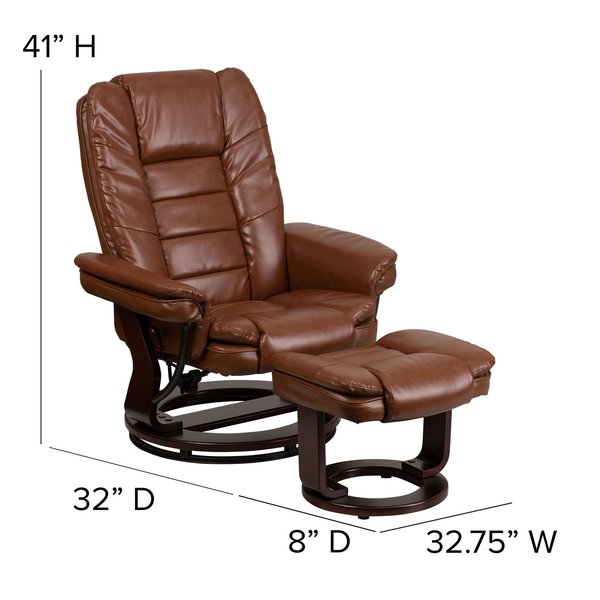 Brown Aged LeatherSoft Swivel Recliner & Ottoman