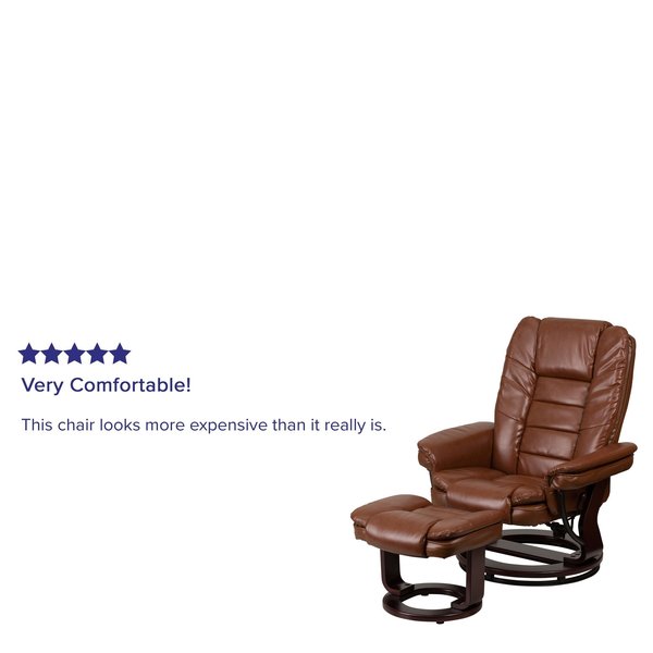Brown Aged LeatherSoft Swivel Recliner & Ottoman