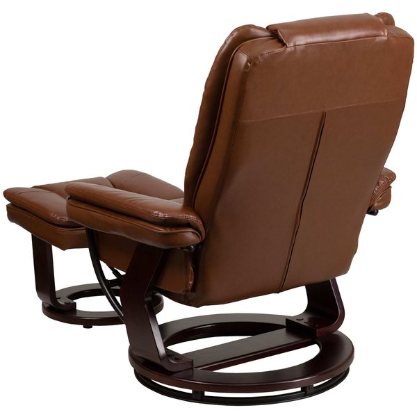 Brown Aged LeatherSoft Swivel Recliner & Ottoman