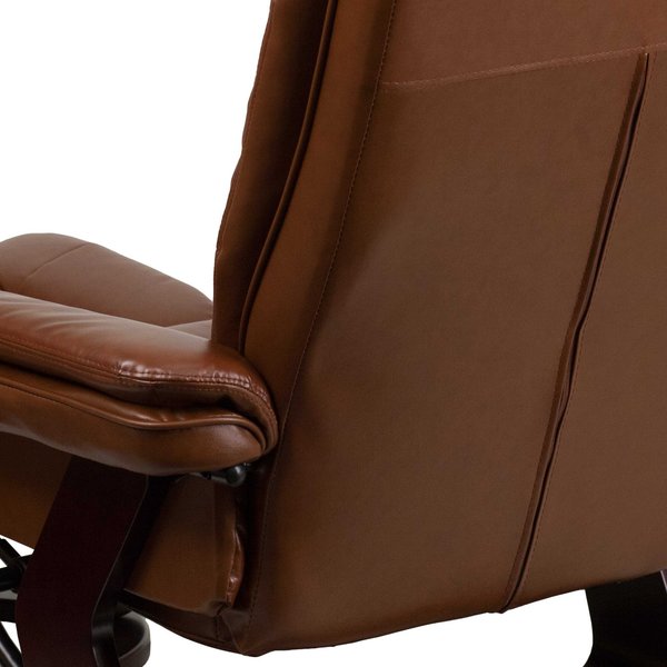 Brown Aged LeatherSoft Swivel Recliner & Ottoman