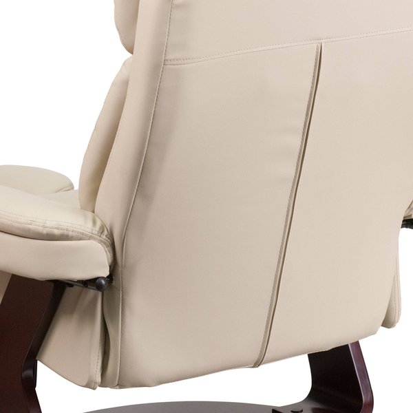 Beige LeatherSoft Swivel Recliner & Curved Ottoman