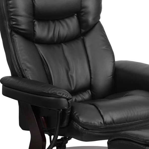 Black LeatherSoft Swivel Recliner & Curved Ottoman