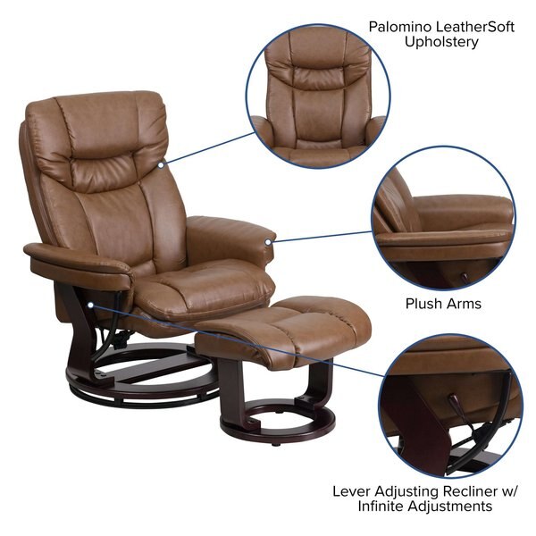 Palimino LeatherSoft Recliner and Curved Ottoman