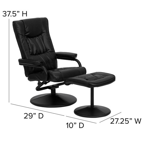 Black LeatherSoft Recliner with Ottoman