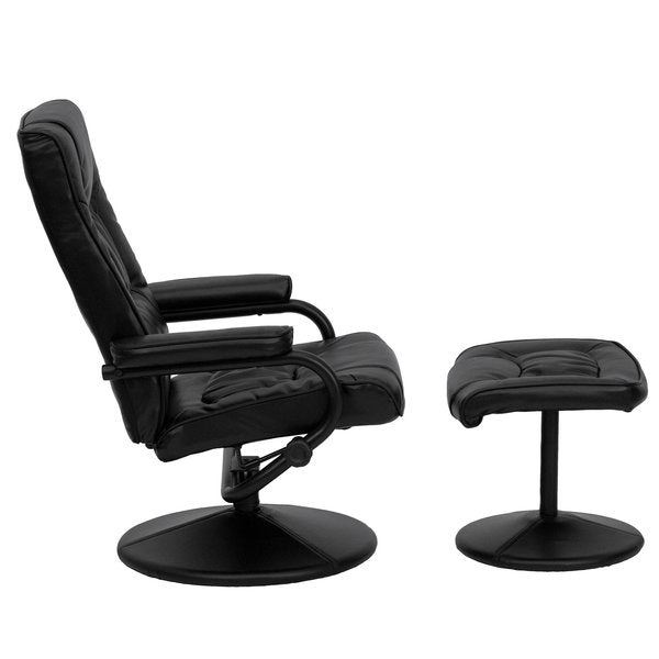 Black LeatherSoft Recliner with Ottoman