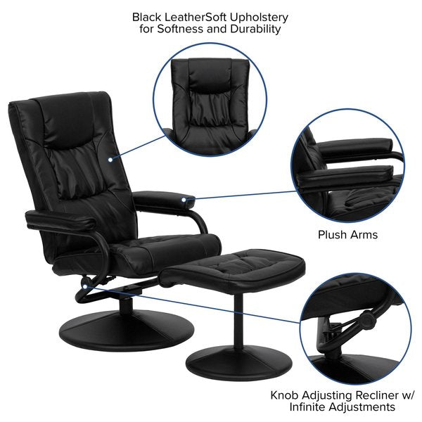 Black LeatherSoft Recliner with Ottoman