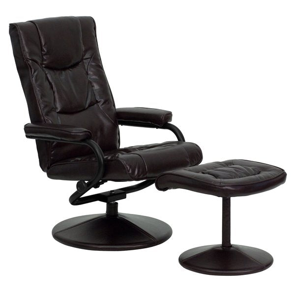 Brown LeatherSoft Recliner with Ottoman