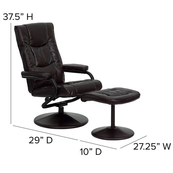 Brown LeatherSoft Recliner with Ottoman