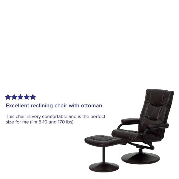 Brown LeatherSoft Recliner with Ottoman