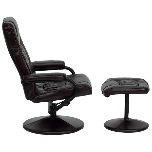 Brown LeatherSoft Recliner with Ottoman