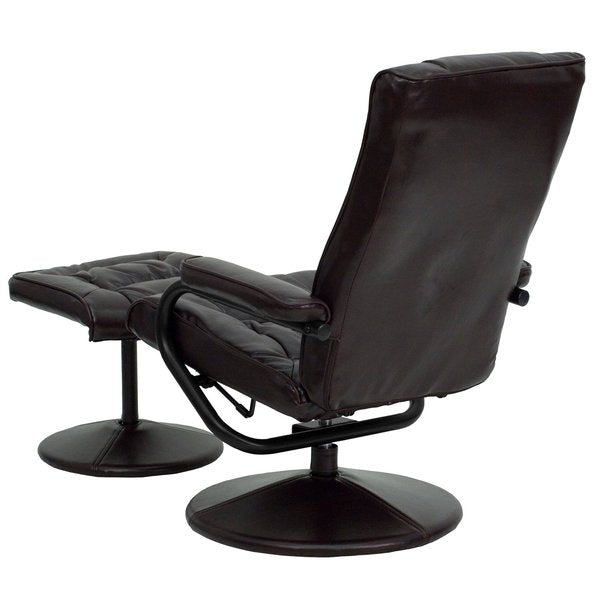 Brown LeatherSoft Recliner with Ottoman
