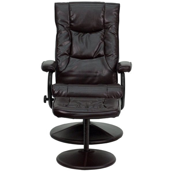 Brown LeatherSoft Recliner with Ottoman